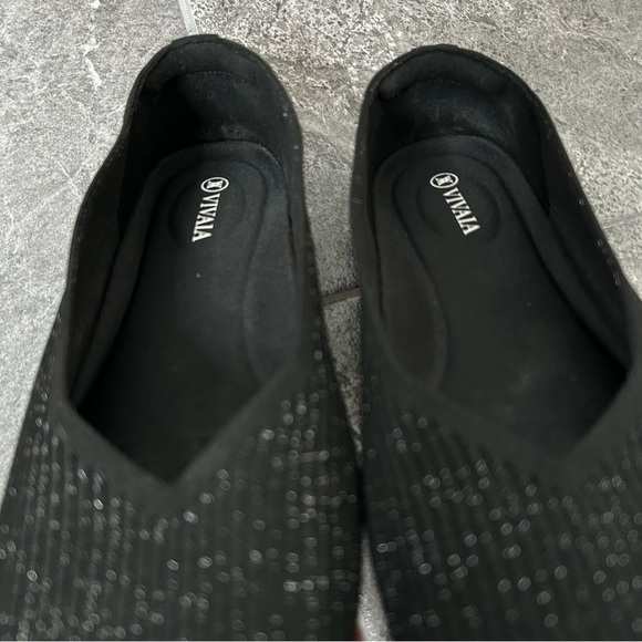 Vivaia Square-Toe V-Cut Flats Black Silver Size 39 US8 Margot Comfort Shoe - Picture 8 of 16
